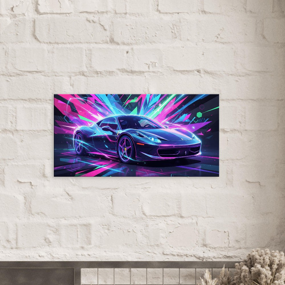 Ferrari 458 Italia Neon Art | Canvas Print | Wall Decor - Canvas Art