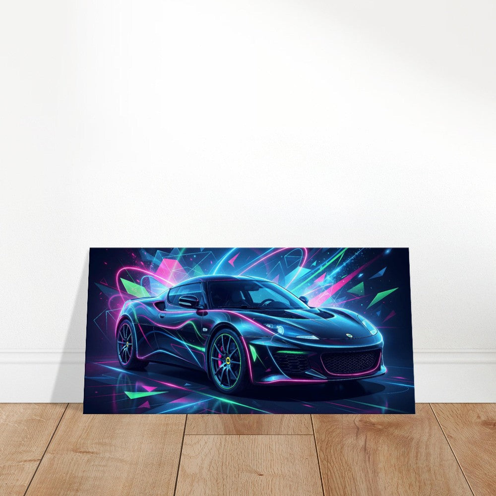 Lotus Evora Neon Art | Canvas Wall Decor | Car Aesthetic Print - Canvas Art