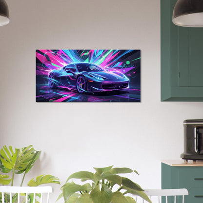 Ferrari 458 Italia Neon Art | Canvas Print | Wall Decor - Canvas Art