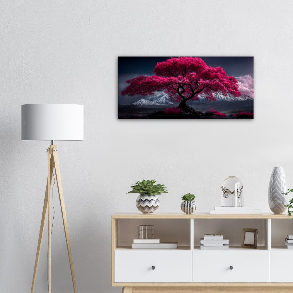 Mount Fuji Cherry Blossom Canvas Art: Serene Japanese Landscape