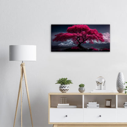 Mount Fuji Cherry Blossom Canvas Art: Serene Japanese Landscape