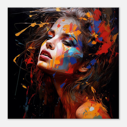 Abstract Woman Portrait: Bold Paint Canvas Art, Modern Home Decor