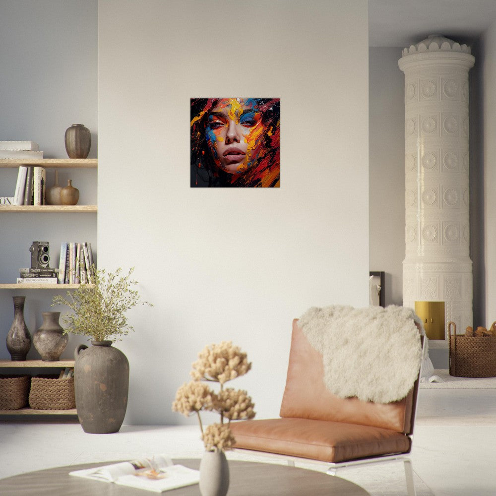 Colorful Woman Face Art Print – canvas wall art by Endozi Designs, view 2