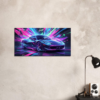 Ferrari 458 Italia Neon Art | Canvas Print | Wall Decor - Canvas Art