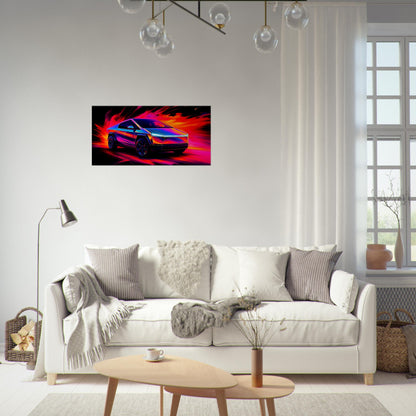 Tesla Cybertruck Abstract Canvas Art | Futuristic Neon Vehicle Decor
