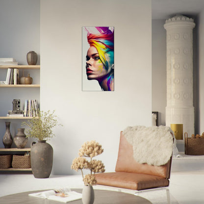 Colorful Hair Woman Canvas Print: Vibrant Portrait Wall Art