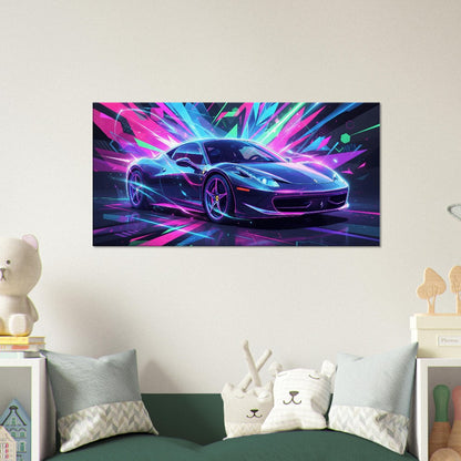 Ferrari 458 Italia Neon Art | Canvas Print | Wall Decor - Canvas Art