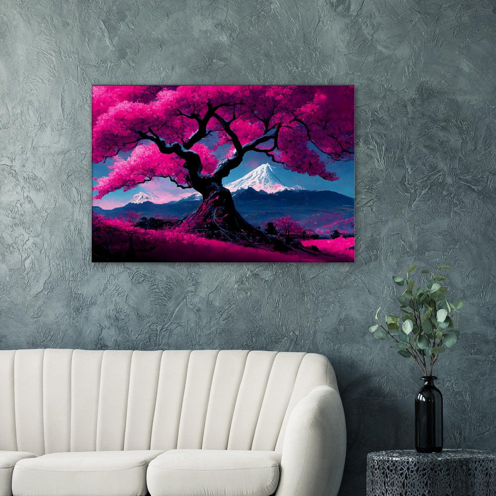 Mount Fuji Canvas Art: Cherry Blossom Japanese Landscape Print