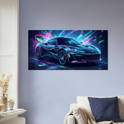 Lotus Evora Neon Art | Canvas Wall Decor | Car Aesthetic Print - Canvas Art