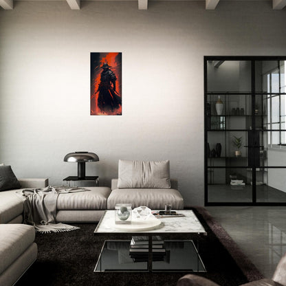 Futuristic Samurai Canvas Art: Sci-Fi Lava Warrior Home Decor