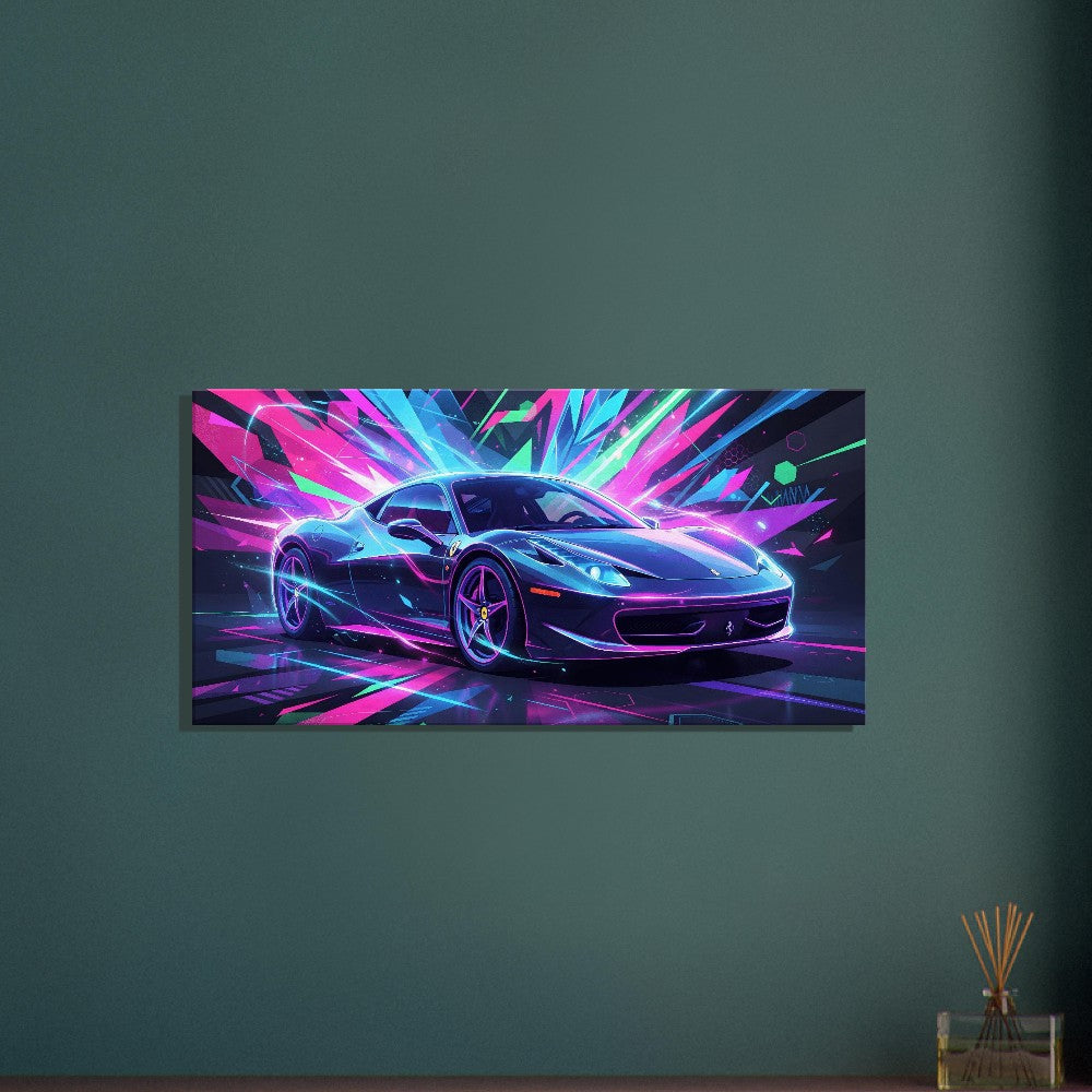 Ferrari 458 Italia Neon Art | Canvas Print | Wall Decor - Canvas Art