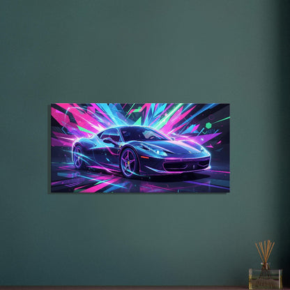 Ferrari 458 Italia Neon Art | Canvas Print | Wall Decor - Canvas Art