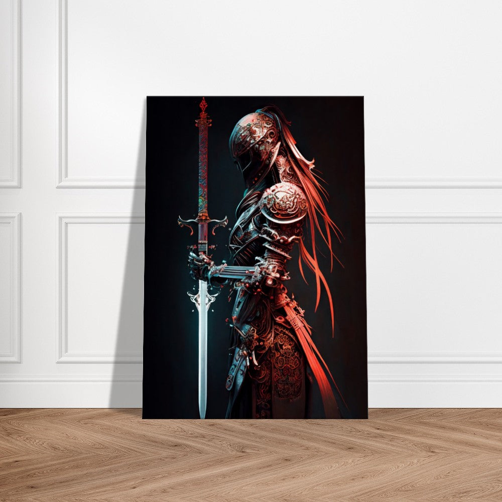 Futuristic Samurai Canvas Art: Armored Yakuza Warrior with Sword