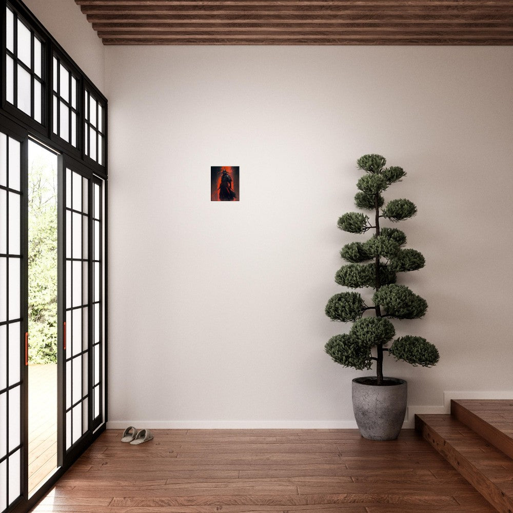 Futuristic Samurai Canvas Art: Sci-Fi Lava Warrior Home Decor
