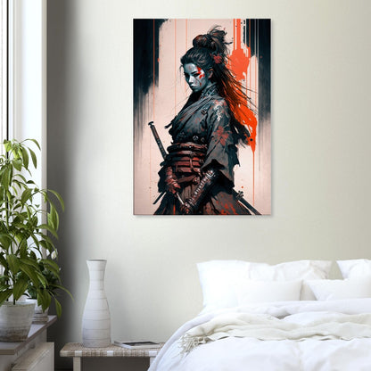 Cyberpunk Samurai Canvas Art: Futuristic Yakuza Bounty Hunter