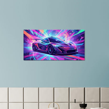 McLaren P1 GTR Neon Art | Canvas Print | Wall Decor - Canvas Art