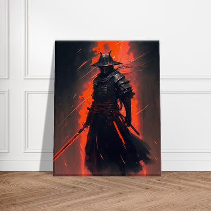 Futuristic Samurai Canvas Art: Sci-Fi Lava Warrior Home Decor