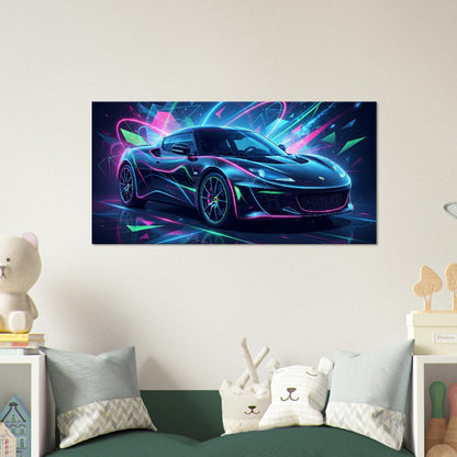 Lotus Evora Neon Art | Canvas Wall Decor | Car Aesthetic Print - Canvas Art