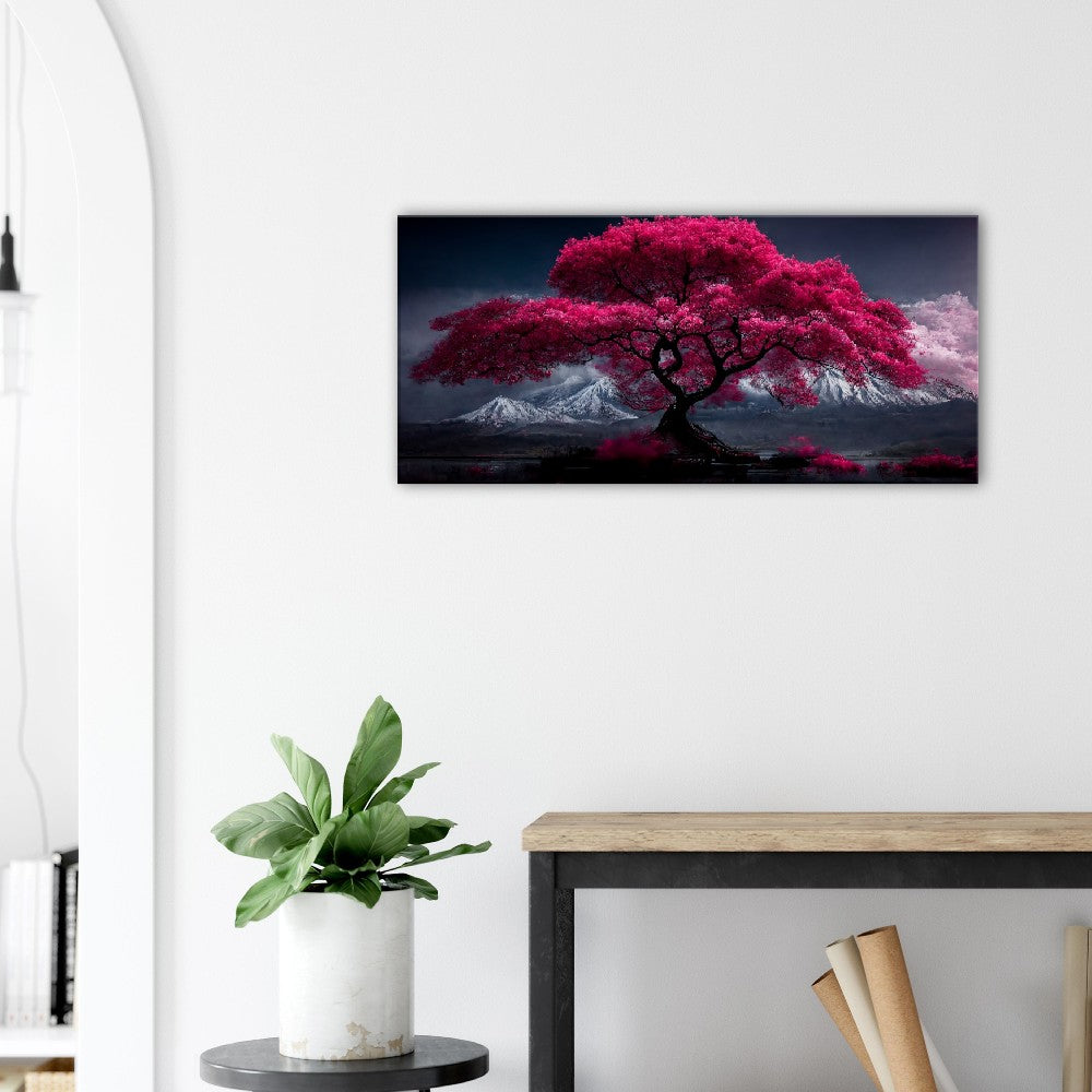 Mount Fuji Cherry Blossom Canvas Art: Serene Japanese Landscape