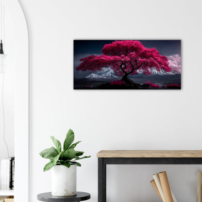 Mount Fuji Cherry Blossom Canvas Art: Serene Japanese Landscape