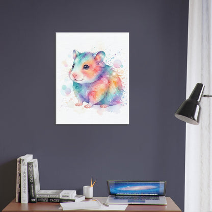 Baby Hamster Watercolor Art | Animal Canvas Print | Nursery Wall Decor - Canvas Art