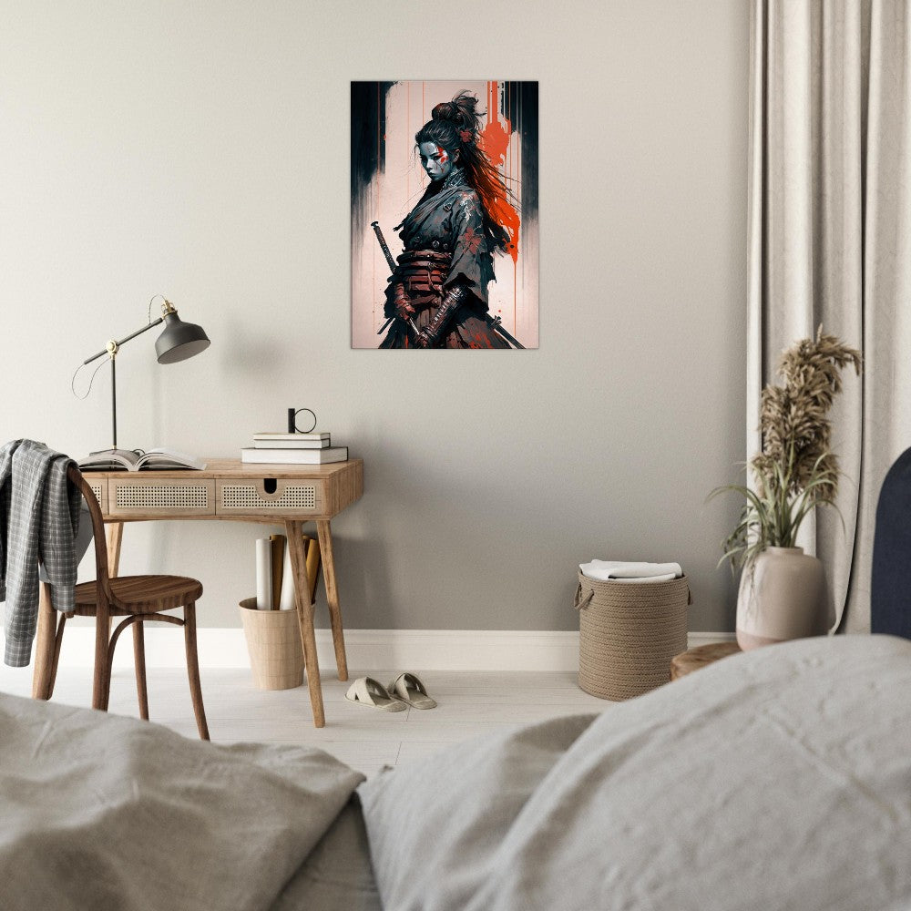 Cyberpunk Samurai Canvas Art: Futuristic Yakuza Bounty Hunter