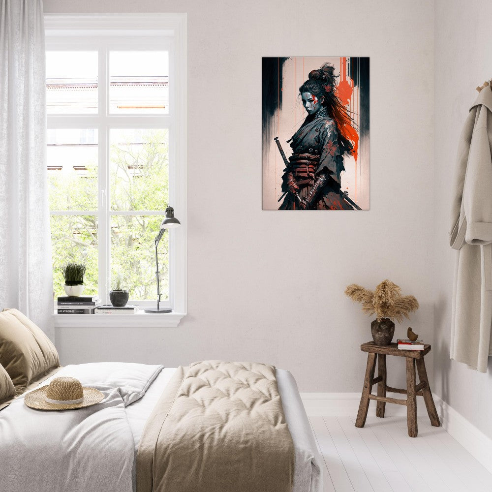 Cyberpunk Samurai Canvas Art: Futuristic Yakuza Bounty Hunter