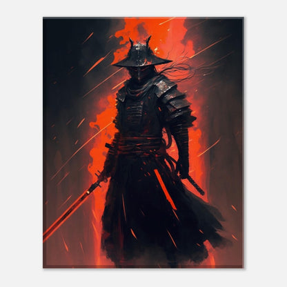Futuristic Samurai Canvas Art: Sci-Fi Lava Warrior Home Decor