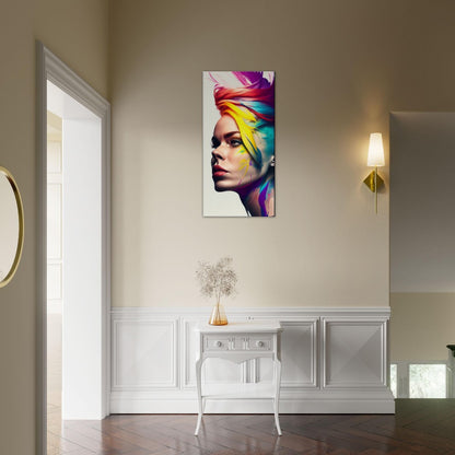 Colorful Hair Woman Canvas Print: Vibrant Portrait Wall Art