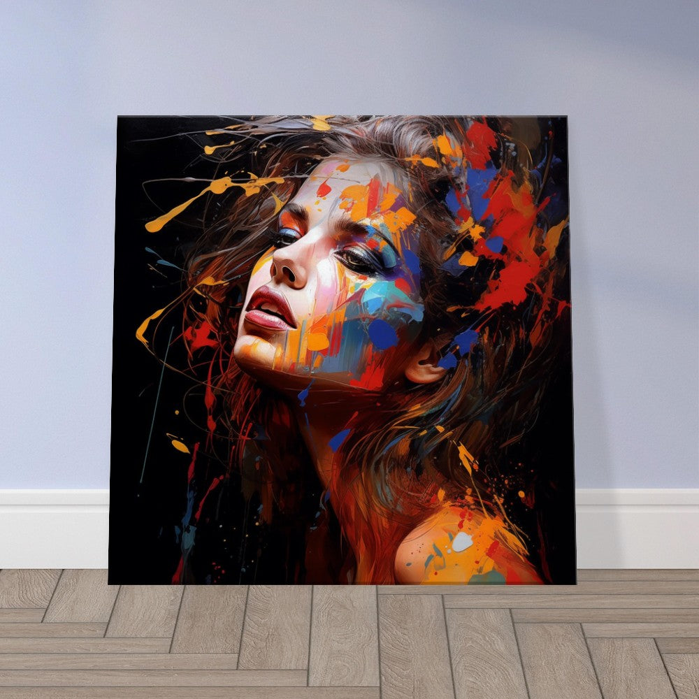 Abstract Woman Portrait: Bold Paint Canvas Art, Modern Home Decor
