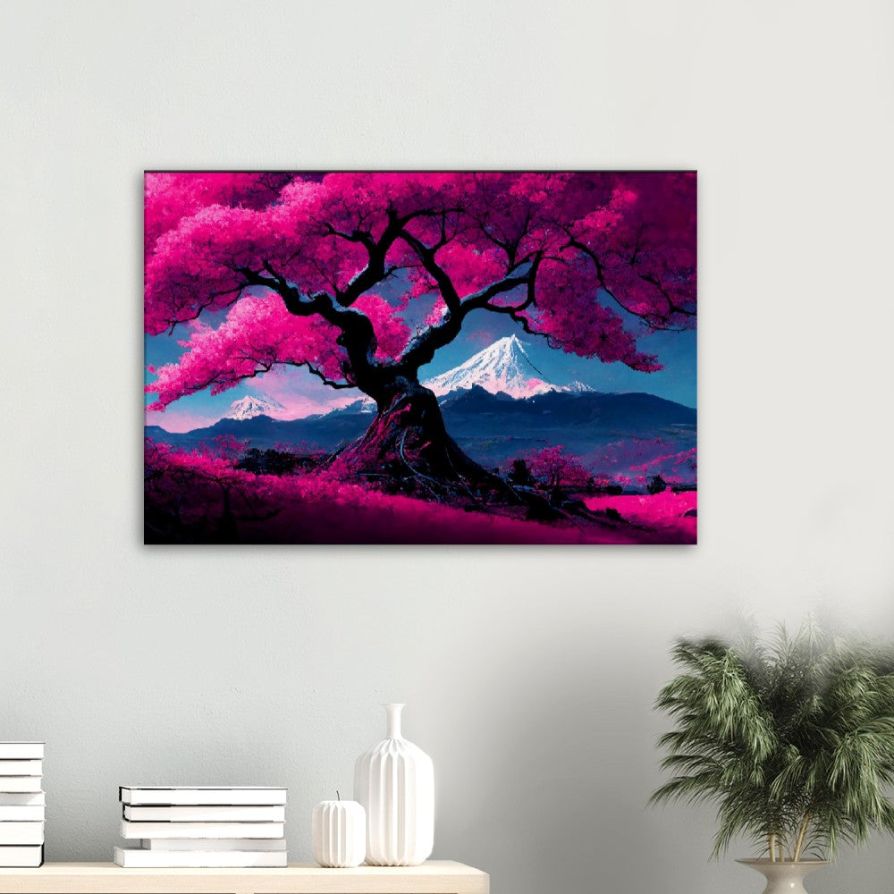 Mount Fuji Canvas Art: Cherry Blossom Japanese Landscape Print