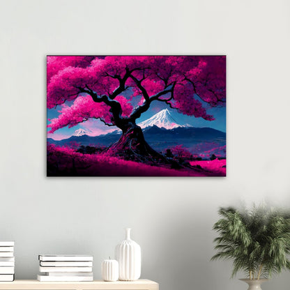 Mount Fuji Canvas Art: Cherry Blossom Japanese Landscape Print