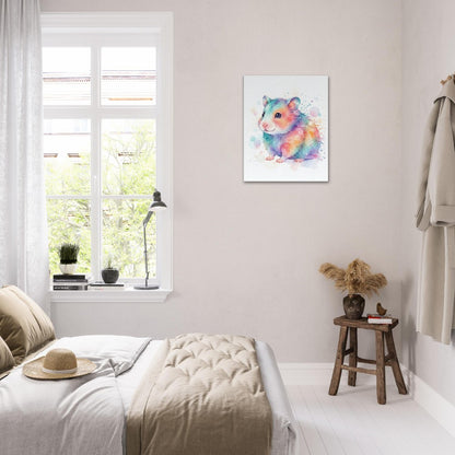 Baby Hamster Watercolor Art | Animal Canvas Print | Nursery Wall Decor - Canvas Art