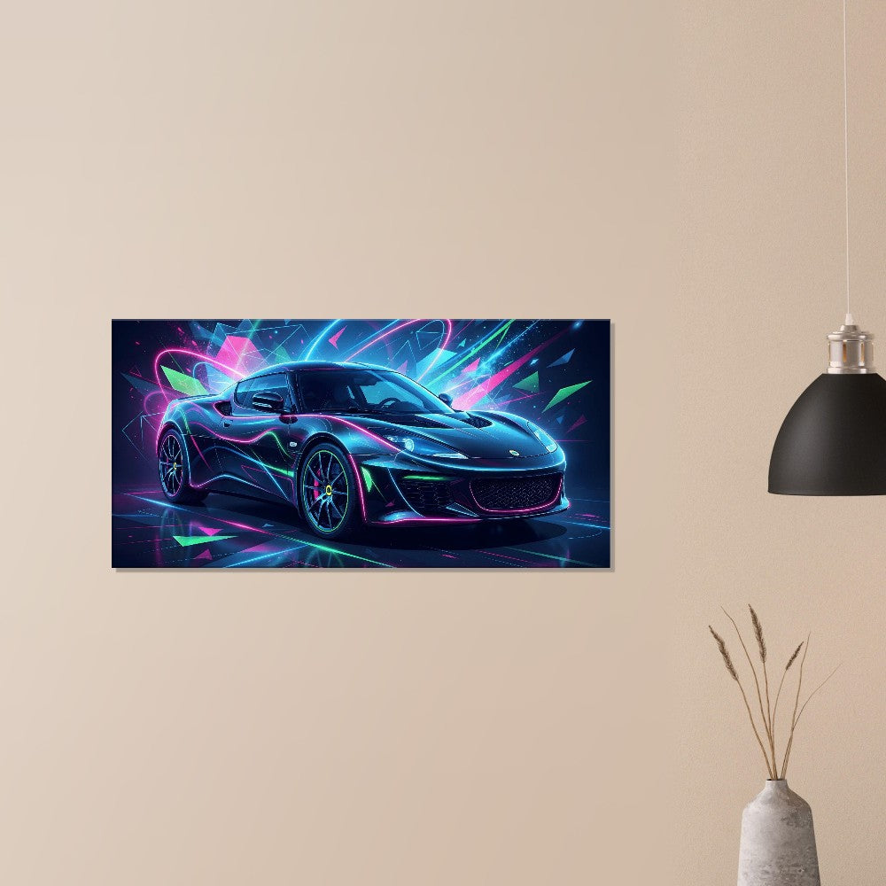 Lotus Evora Neon Art | Canvas Wall Decor | Car Aesthetic Print - Canvas Art