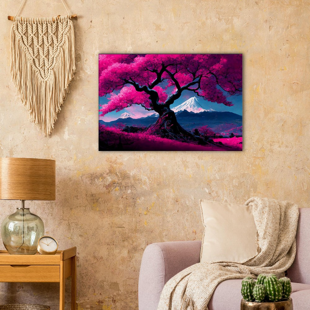 Mount Fuji Canvas Art: Cherry Blossom Japanese Landscape Print