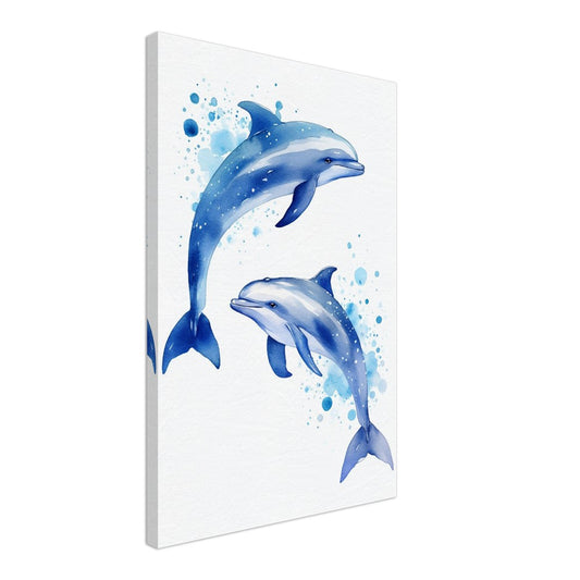Dolphin Watercolor Art Prints – canvas wall art by Endozi Designs, view 1