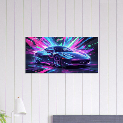 Ferrari 458 Italia Neon Art | Canvas Print | Wall Decor - Canvas Art