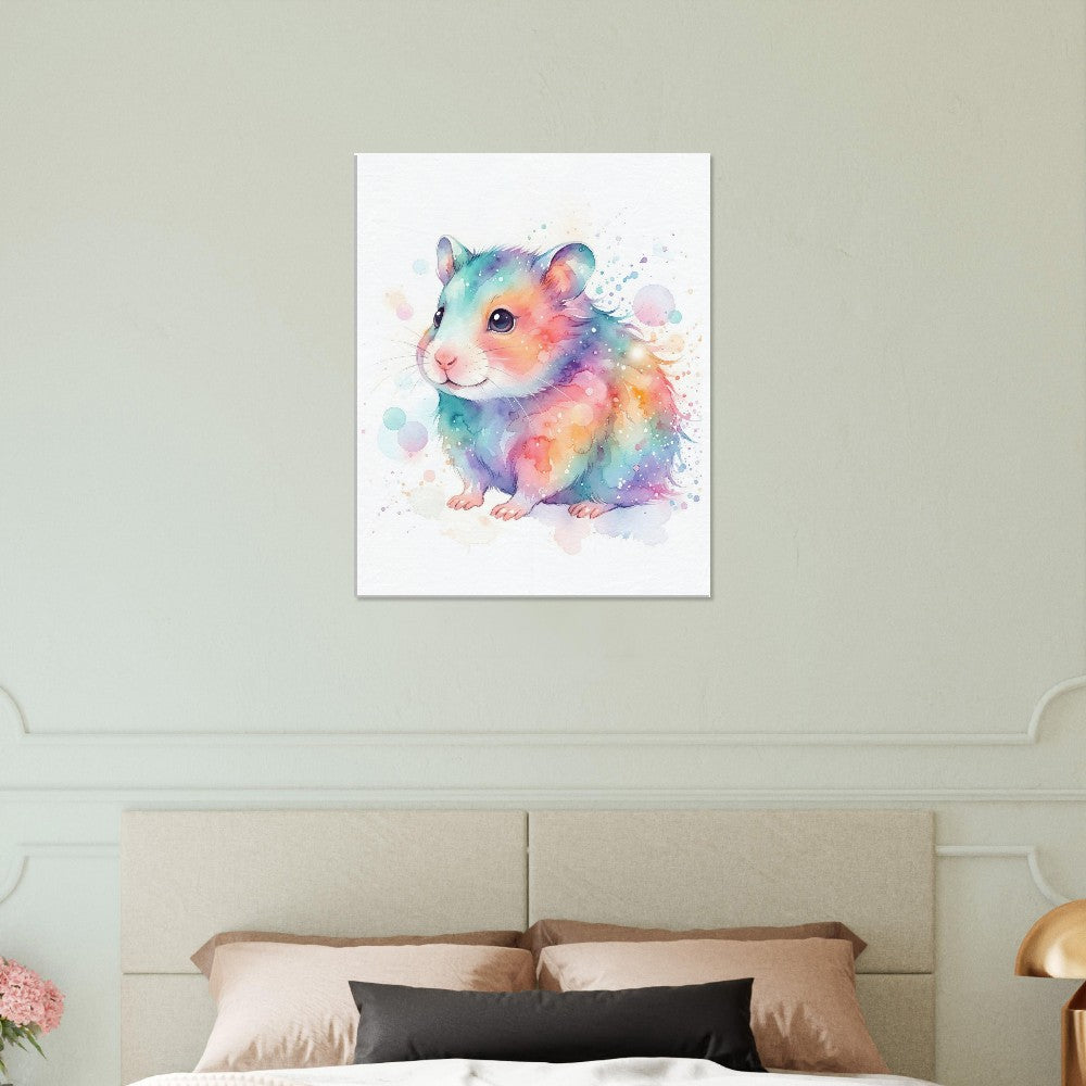 Baby Hamster Watercolor Art | Animal Canvas Print | Nursery Wall Decor - Canvas Art