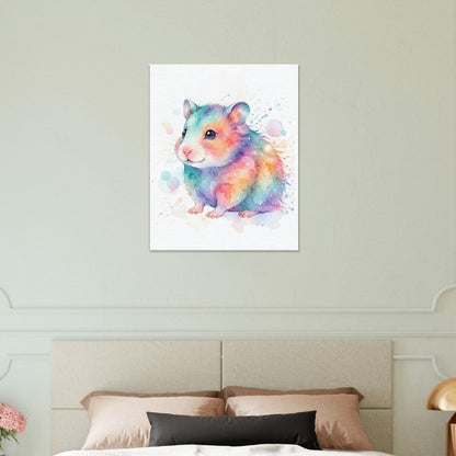 Baby Hamster Watercolor Art | Animal Canvas Print | Nursery Wall Decor - Canvas Art
