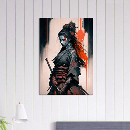 Cyberpunk Samurai Canvas Art: Futuristic Yakuza Bounty Hunter