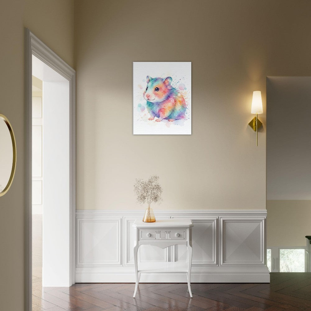 Baby Hamster Watercolor Art | Animal Canvas Print | Nursery Wall Decor - Canvas Art