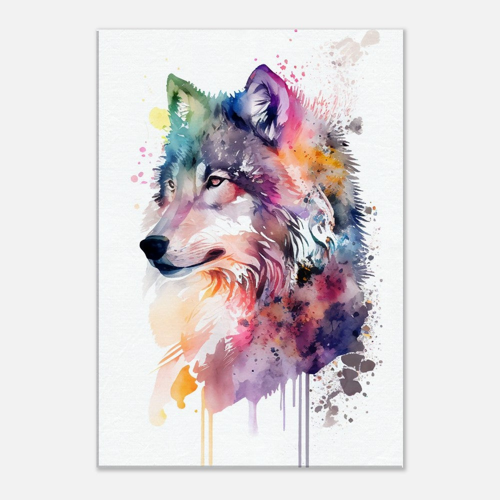 Watercolor Wolf Art Print: Majestic Animal Canvas Wall Decor