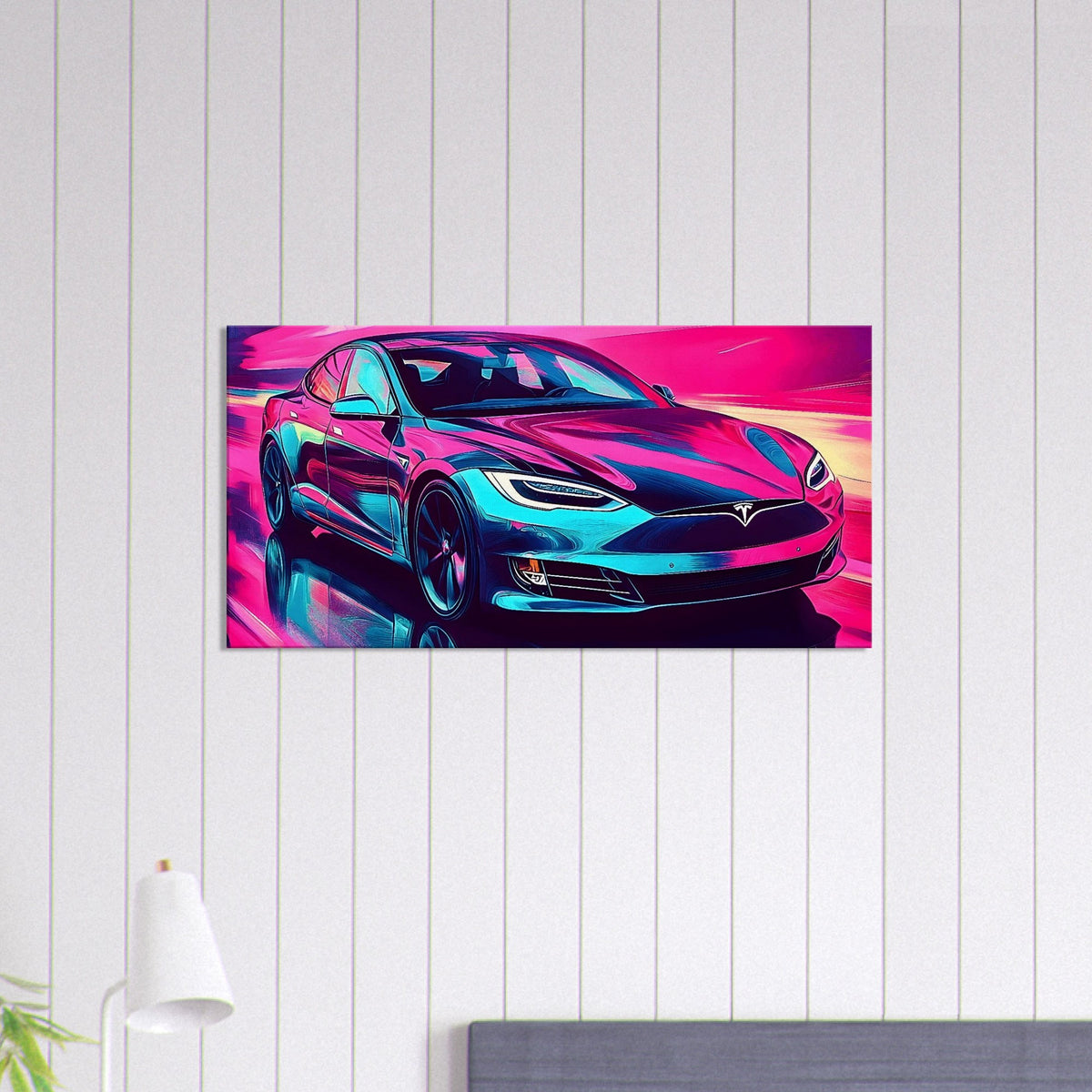 2026 Tesla Model S Neon Art – canvas wall art by Endozi Designs, view 9