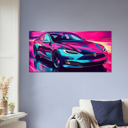 2026 Tesla Model S Neon Art – canvas wall art by Endozi Designs, view 5