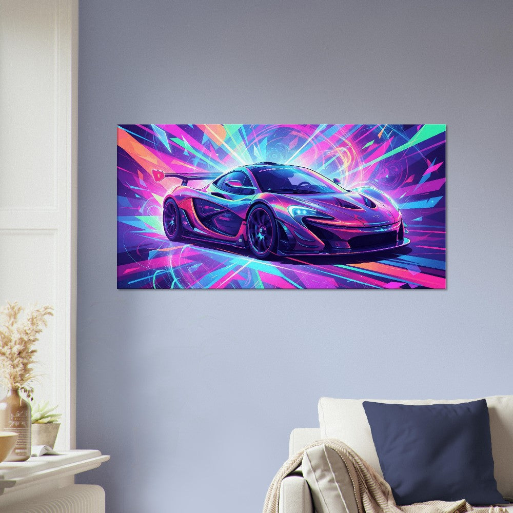 McLaren P1 GTR Neon Art | Canvas Print | Wall Decor - Canvas Art