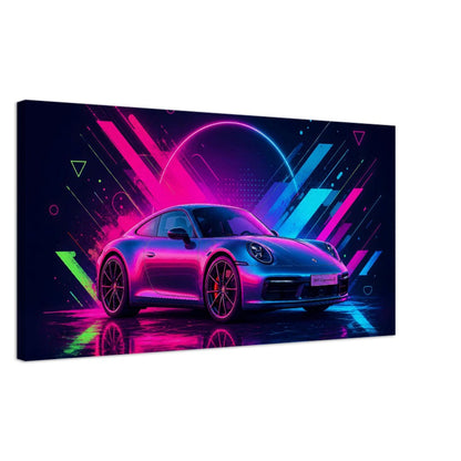 Porsche 911 Carrera S Neon Art | Canvas Print | Wall Decor - Canvas Art