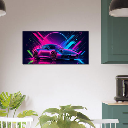 Porsche 911 Carrera S Neon Art | Canvas Print | Wall Decor - Canvas Art