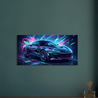 Lotus Evora Neon Art | Canvas Wall Decor | Car Aesthetic Print - Canvas Art