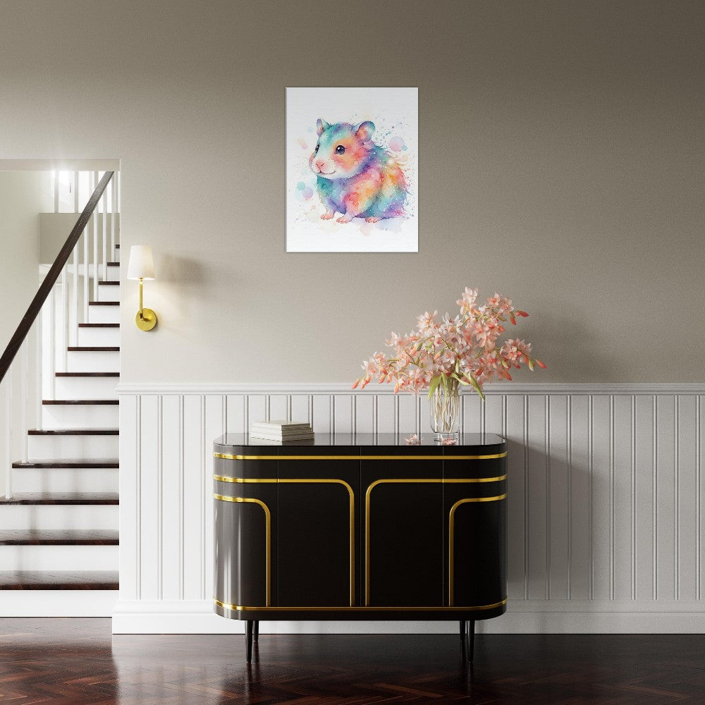 Baby Hamster Watercolor Art | Animal Canvas Print | Nursery Wall Decor - Canvas Art