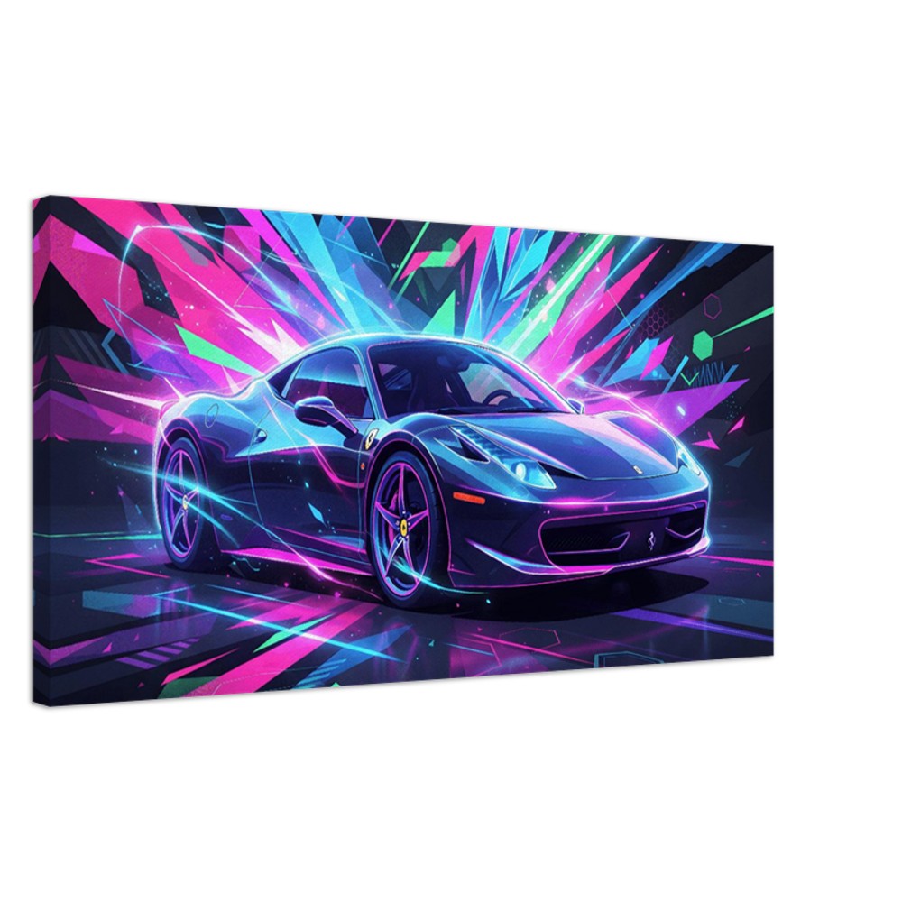 Ferrari 458 Italia Neon Art | Canvas Print | Wall Decor - Canvas Art